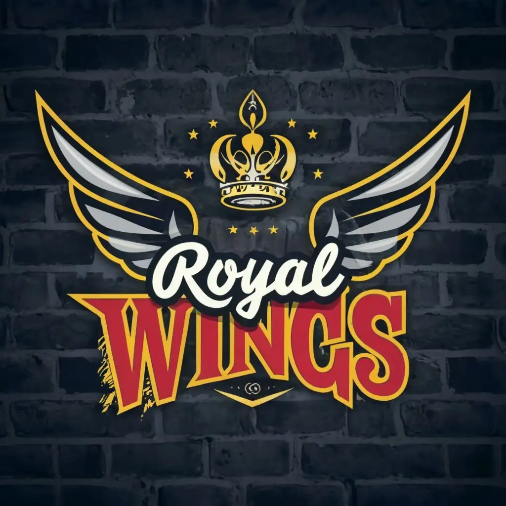 logo, wings in the style of street graffiti, with the text "royal wings", typography, be used in Entertainment industry