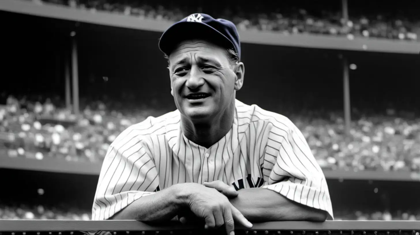 Illustrate a poignant moment from Lou Gehrig's farewell speech at Yankee Stadium, emphasizing the emotional impact of his words.