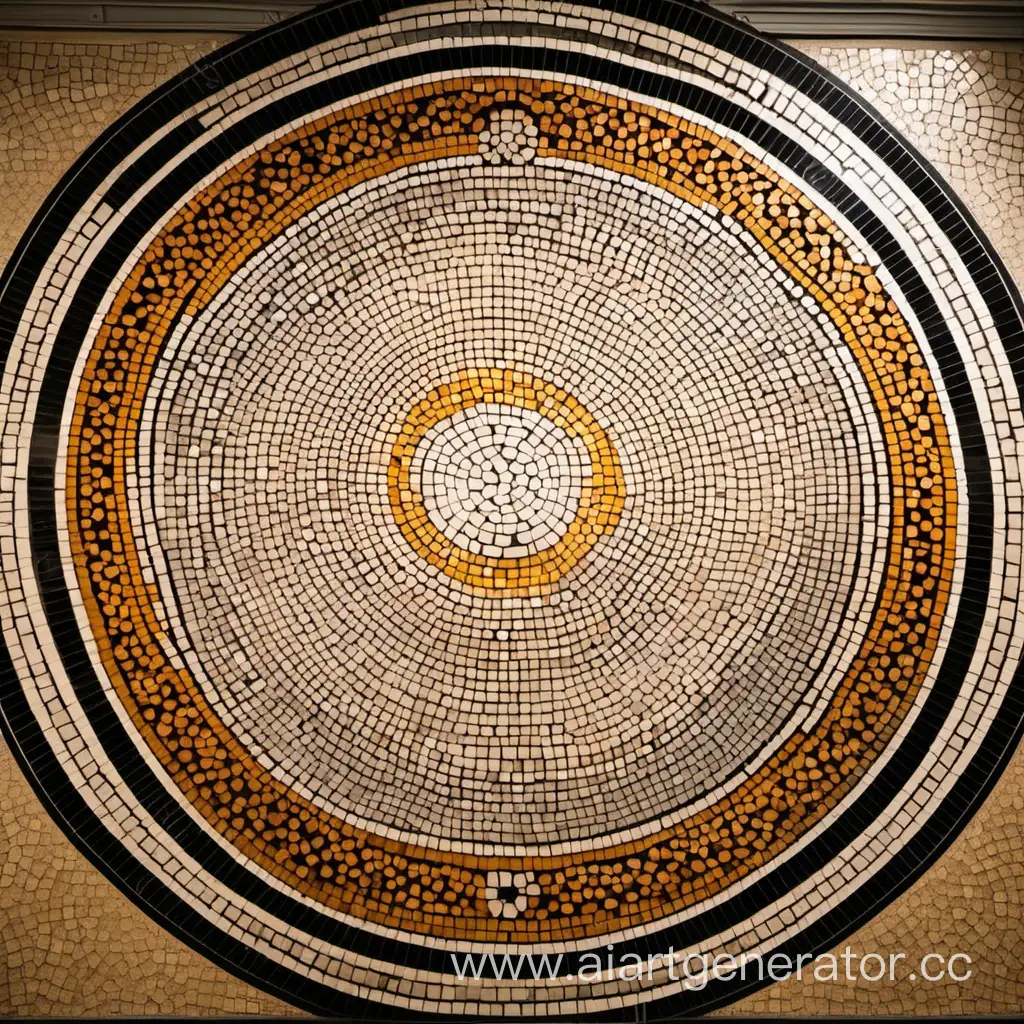 изобрази круглое мозаичное панно с большим кругом в центре
