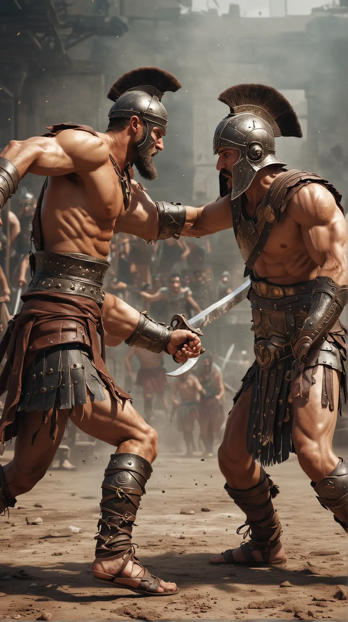 Hyper Realistic Ancient Gladiator Fighting Scene