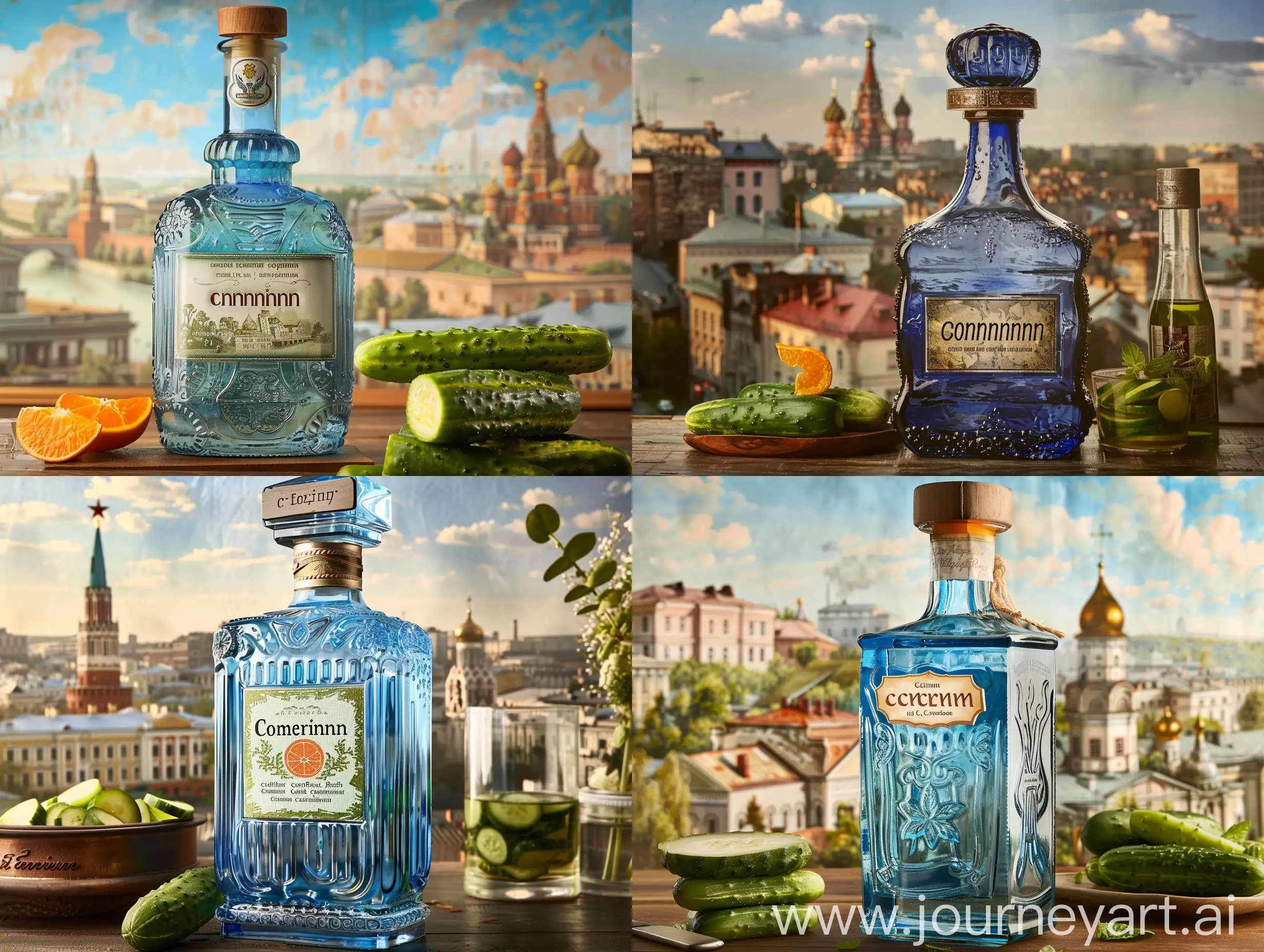 Clementine-Vodka-in-19th-Century-Ambiance-Vintage-Glass-Bottle-and-Old-Cityscape