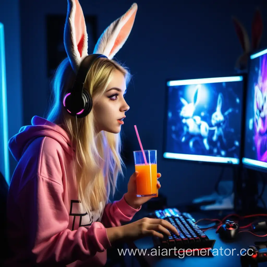 Enthusiastic-18YearOld-Blonde-Gamer-in-NeonLit-Room-with-Rabbit-Ears