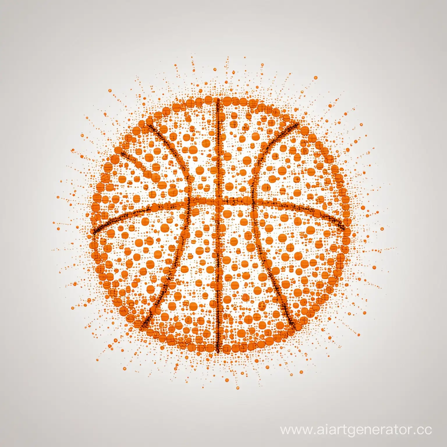 баскетбольный мяч нарисованный из точек оранжевого цвета на белом фоне