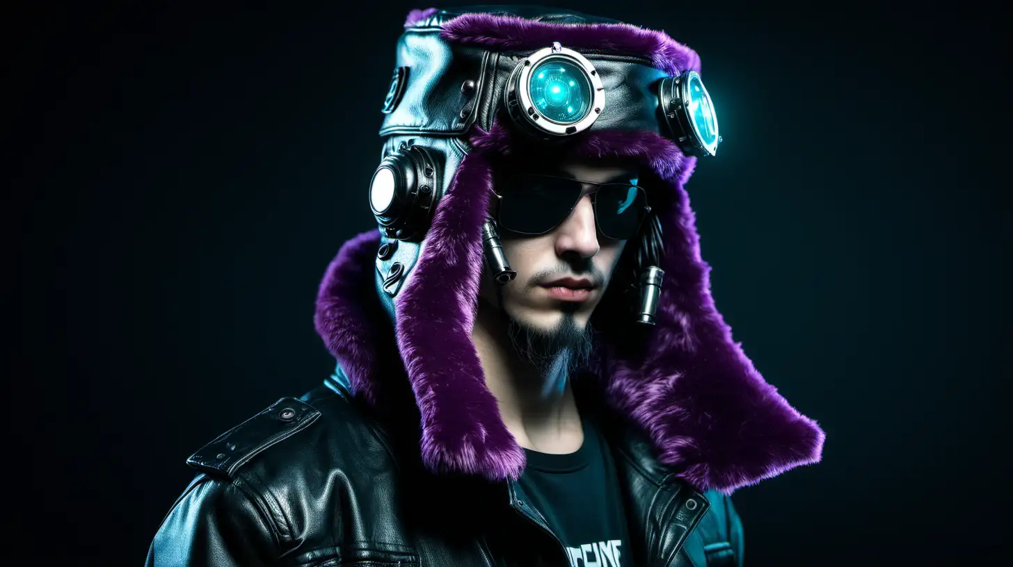 Futuristic Cyberpunk Ushanka Hat with Neon Accents