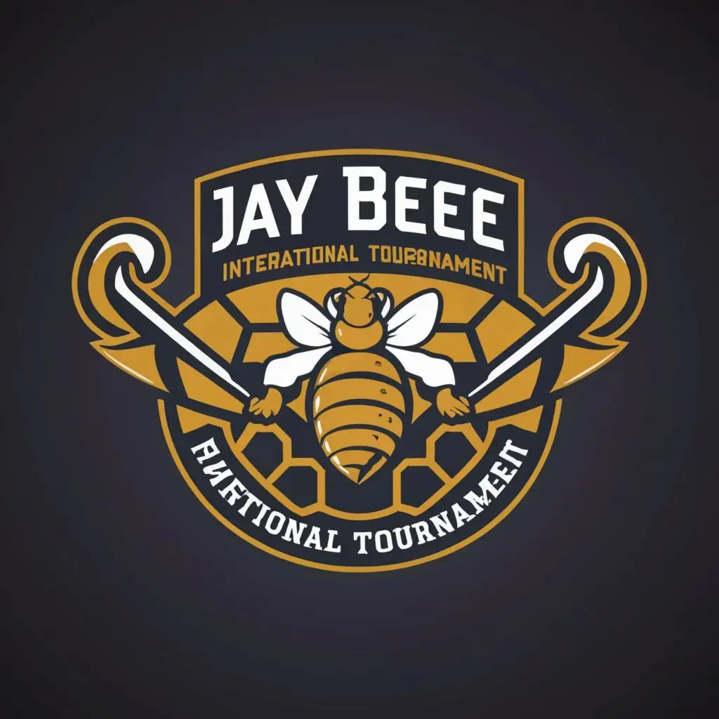 a logo design,with the text "field hockey with tropy", main symbol:JAY BEE INTERNATIONAL HOCKEY TOURNAMENT,complex,be used in Sports Fitness industry,clear background