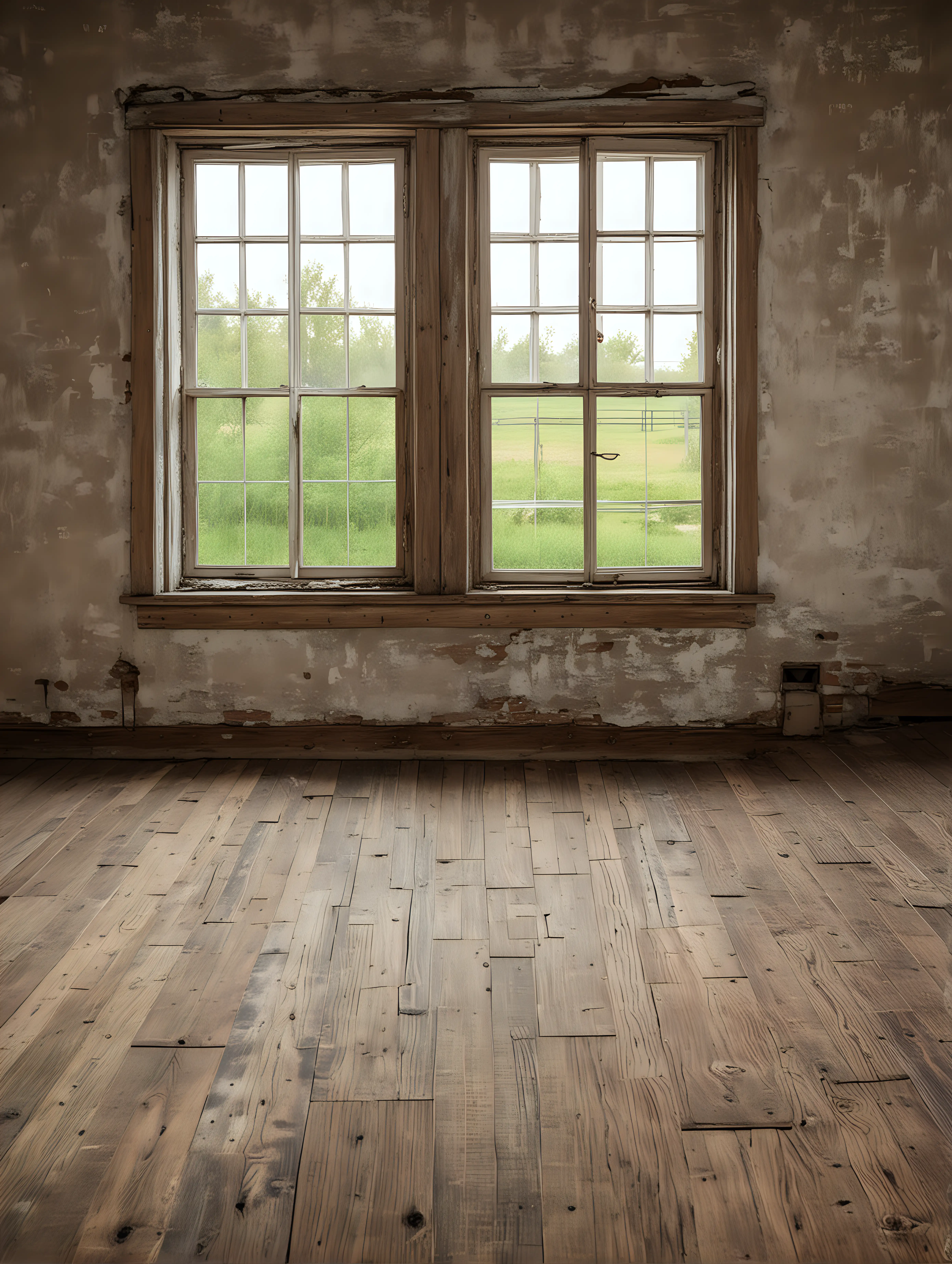 rustic wooden floor in an old farm house with a window on the side, 


