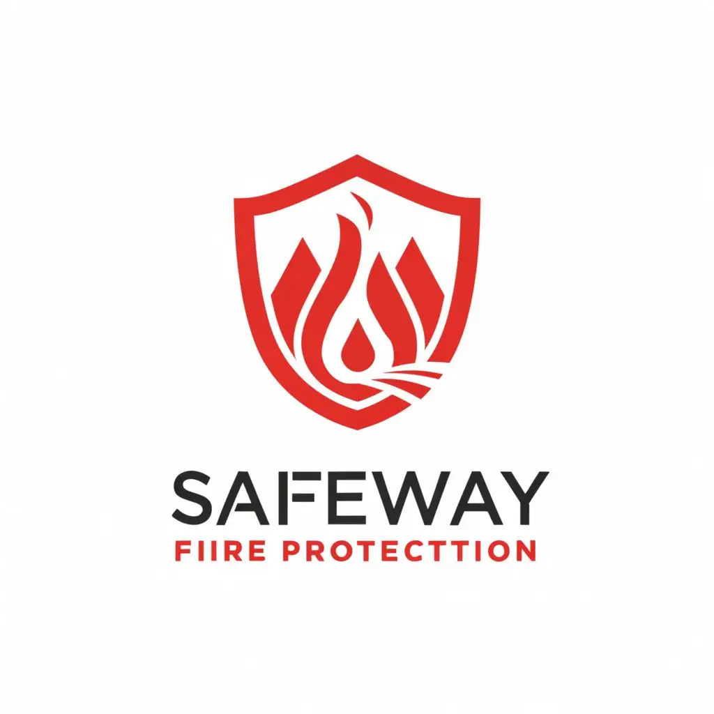 a logo design,with the text "Safeway fire protection ", main symbol:Shield fire sprnkler head  ,complex,be used in Construction industry,clear background