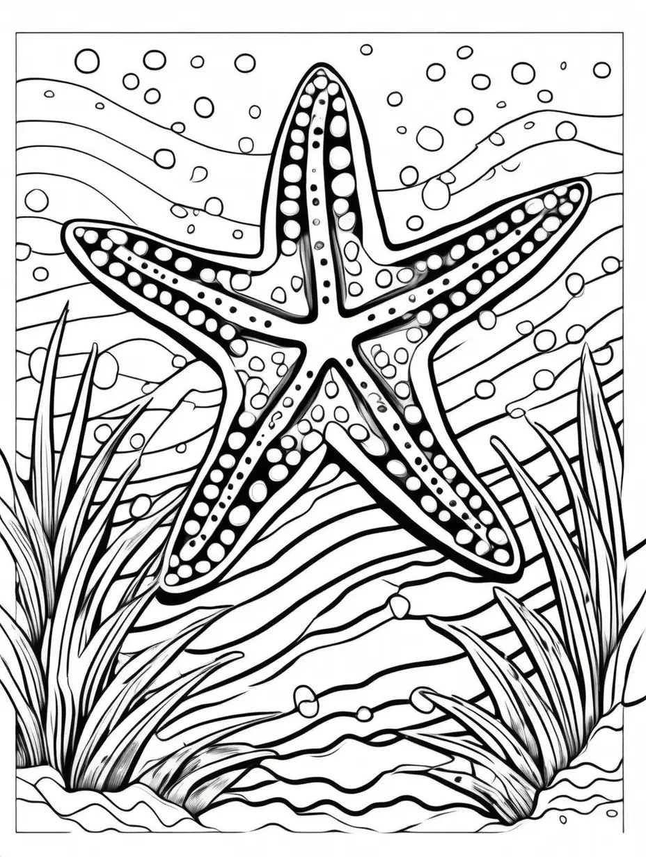 coloring page for toddlers, paint by numbers, sea star images, white background, clear line art, fine line art