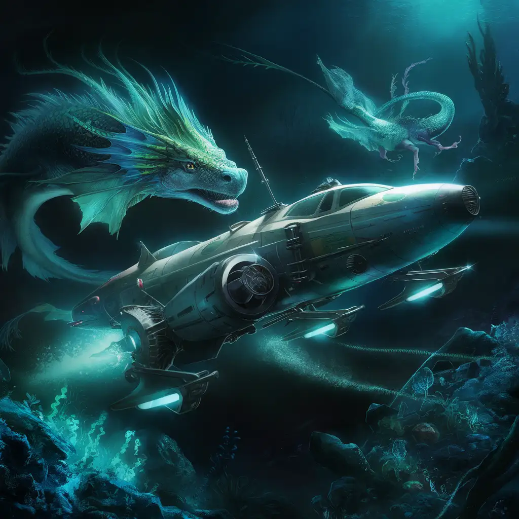 Undersea dragon submarine  Science fiction