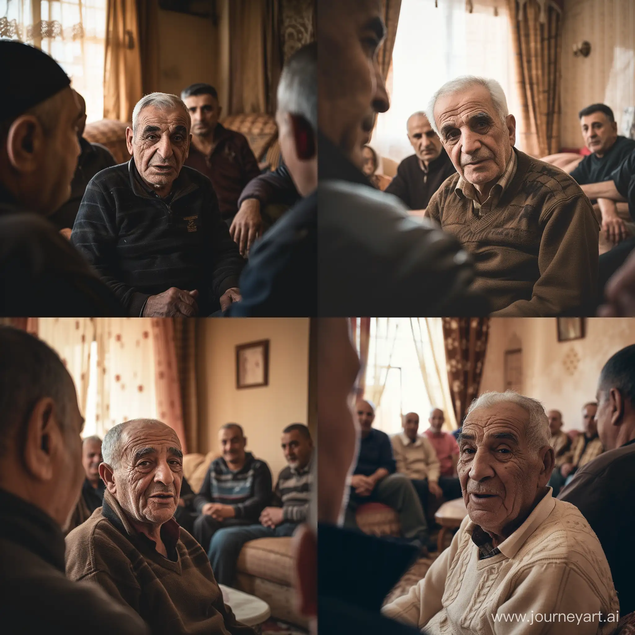 Captivating-Circle-of-Conversations-Elderly-Man-Engages-in-Lively-Discourse