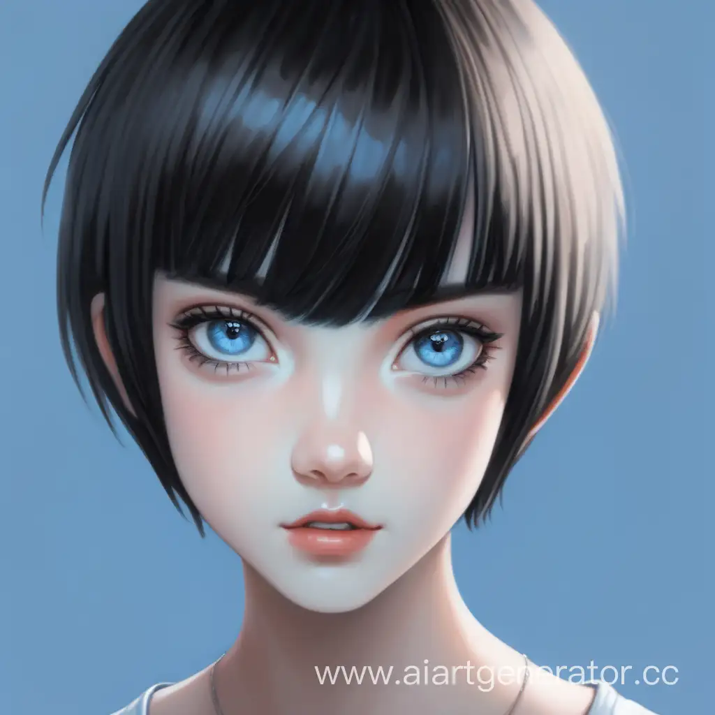Elegant-Young-Woman-with-Chic-Black-Pixie-Cut-and-Mesmerizing-Blue-Eyes