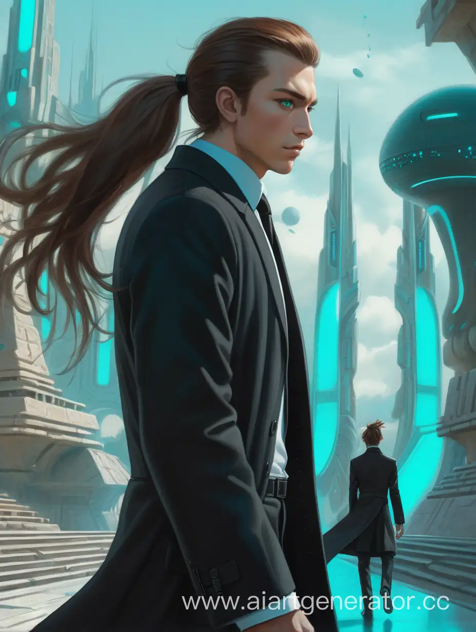 SciFi-Citadel-Stroll-TurquoiseEyed-Man-in-Black-Coat-and-Tie