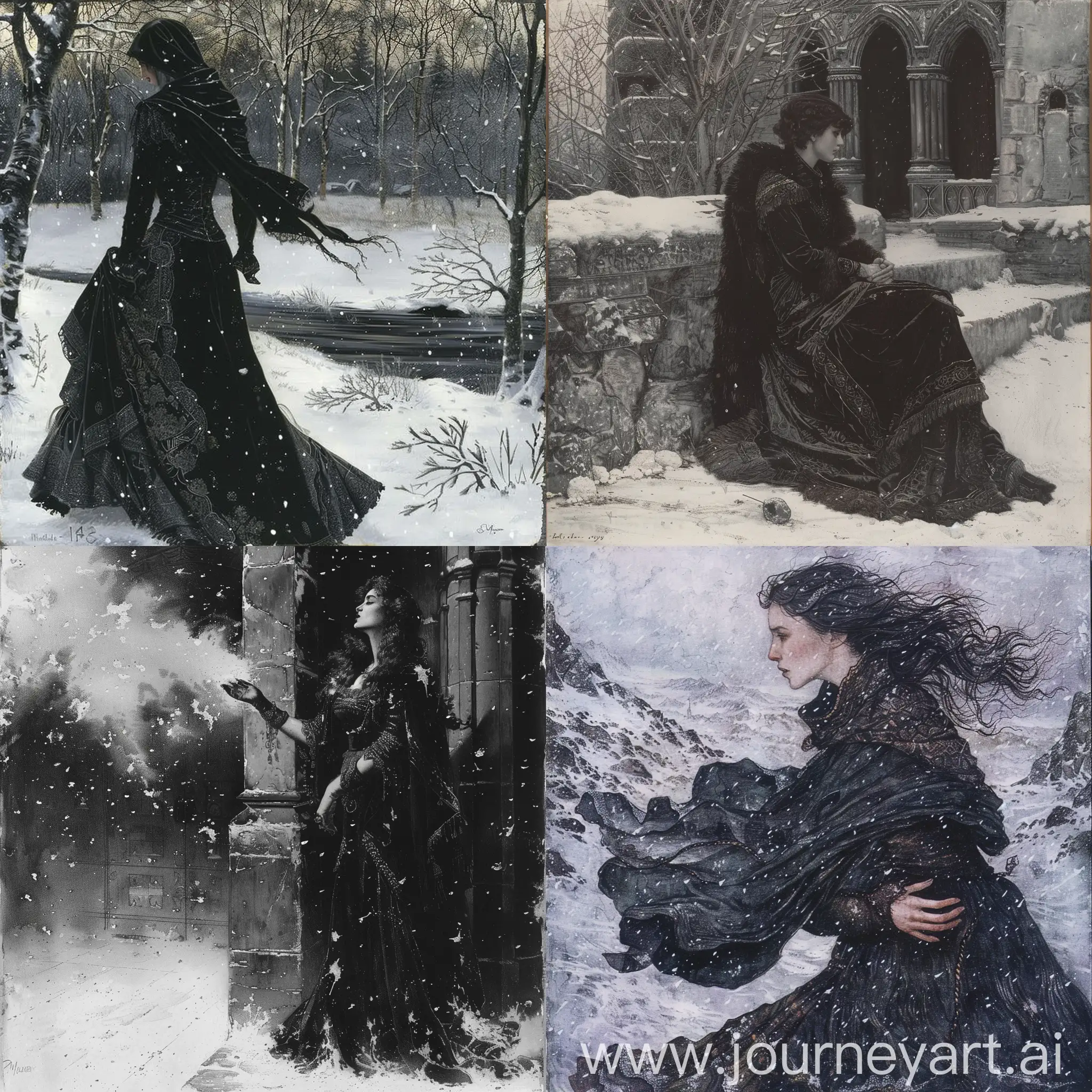 Mistress of palaces, oh, muse of bitter lines!
When a blizzard sweeps, the longing of the black veya,
When January whistles, letting Boreas off the chain,
Where can I get at least a piece of coal for your chilly feet?