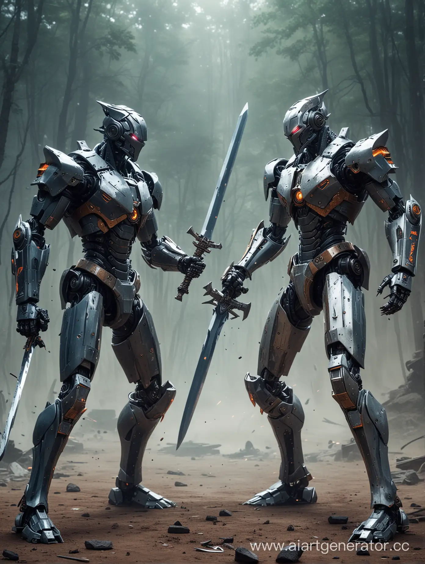 Intense-Battle-of-Sinister-Robots-with-Gleaming-Swords