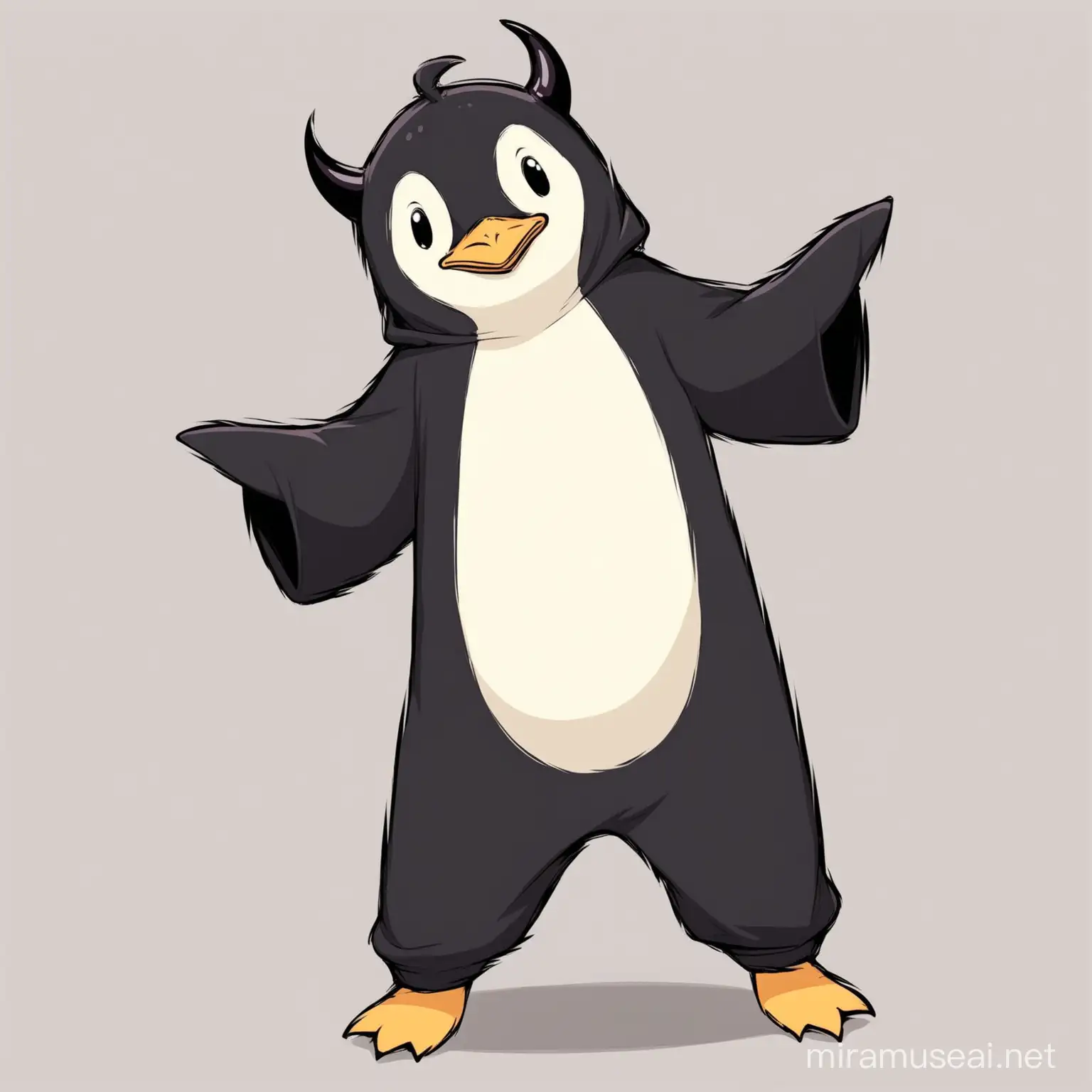 Cute Penguin Onesie Demon Adorable Fantasy Creature Illustration