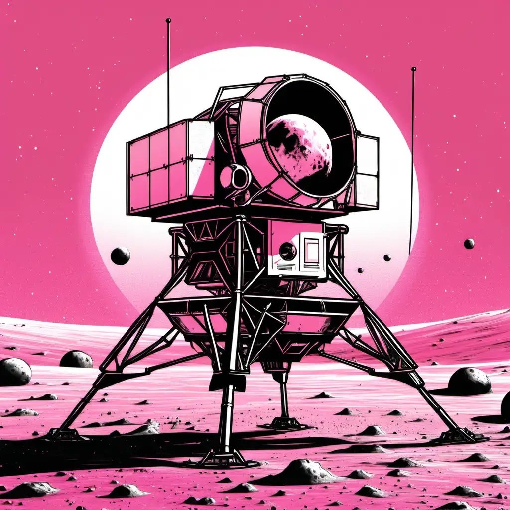 NASA moon lander. pink. illustration 