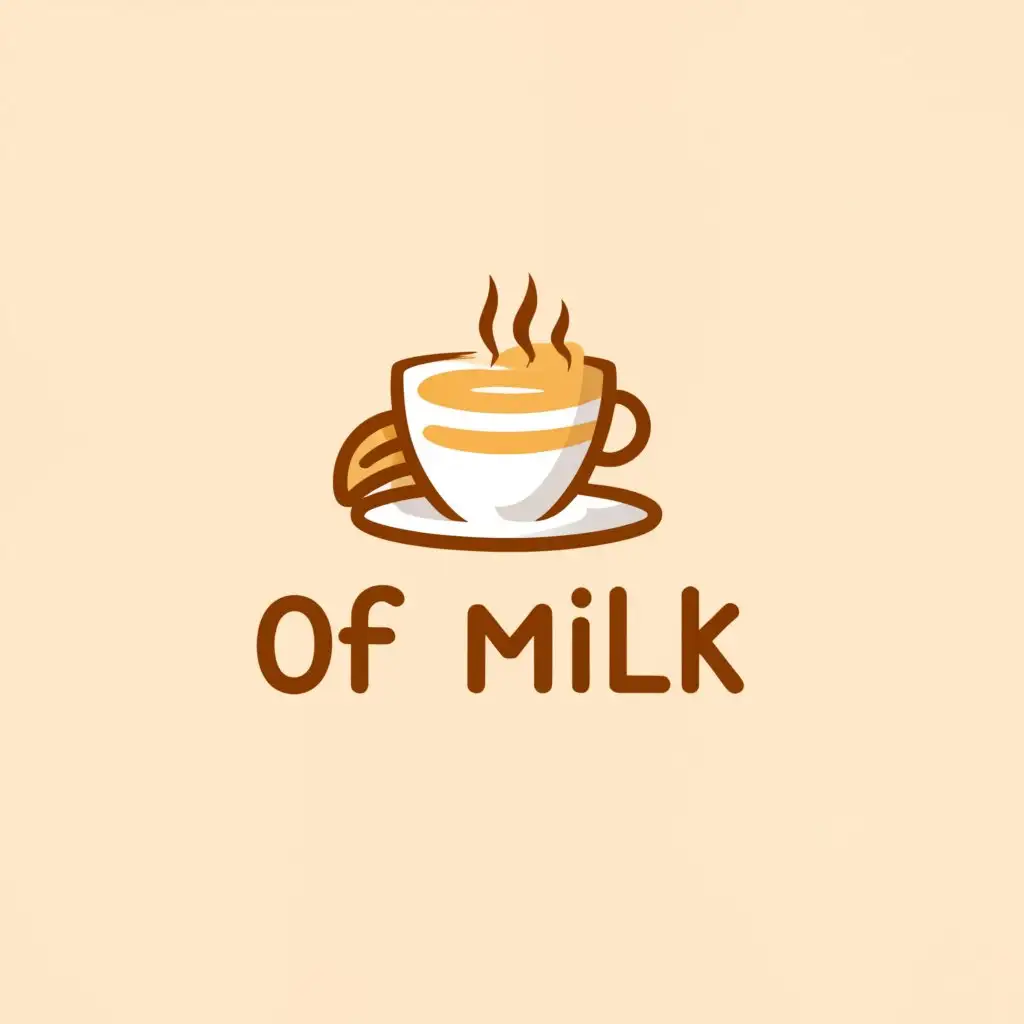 a logo design,with the text "Of Milk", main symbol:Coffee and Bread,Moderate,be used in Restaurant industry,clear background