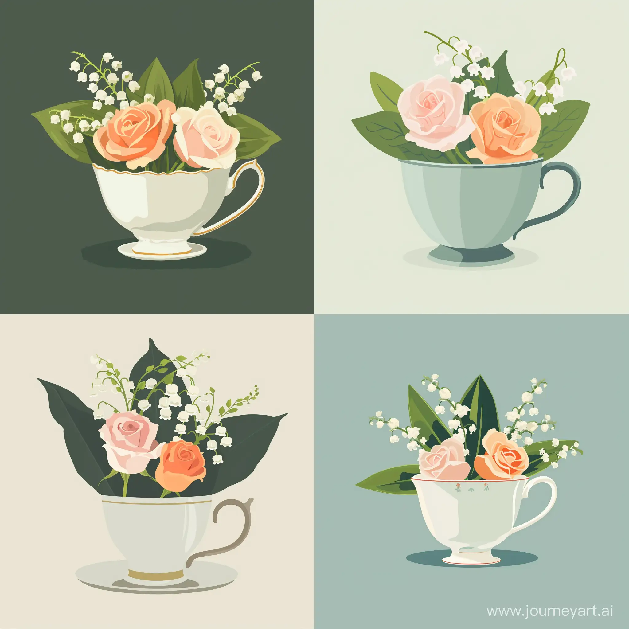 Elegant-Teacup-with-Lily-of-the-Valley-and-Roses-Floral-Arrangement