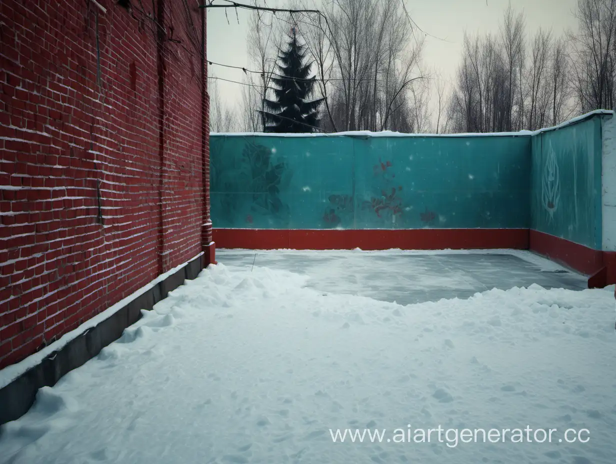 зимний фон во дворе времен ссср возле хоккейной коробки