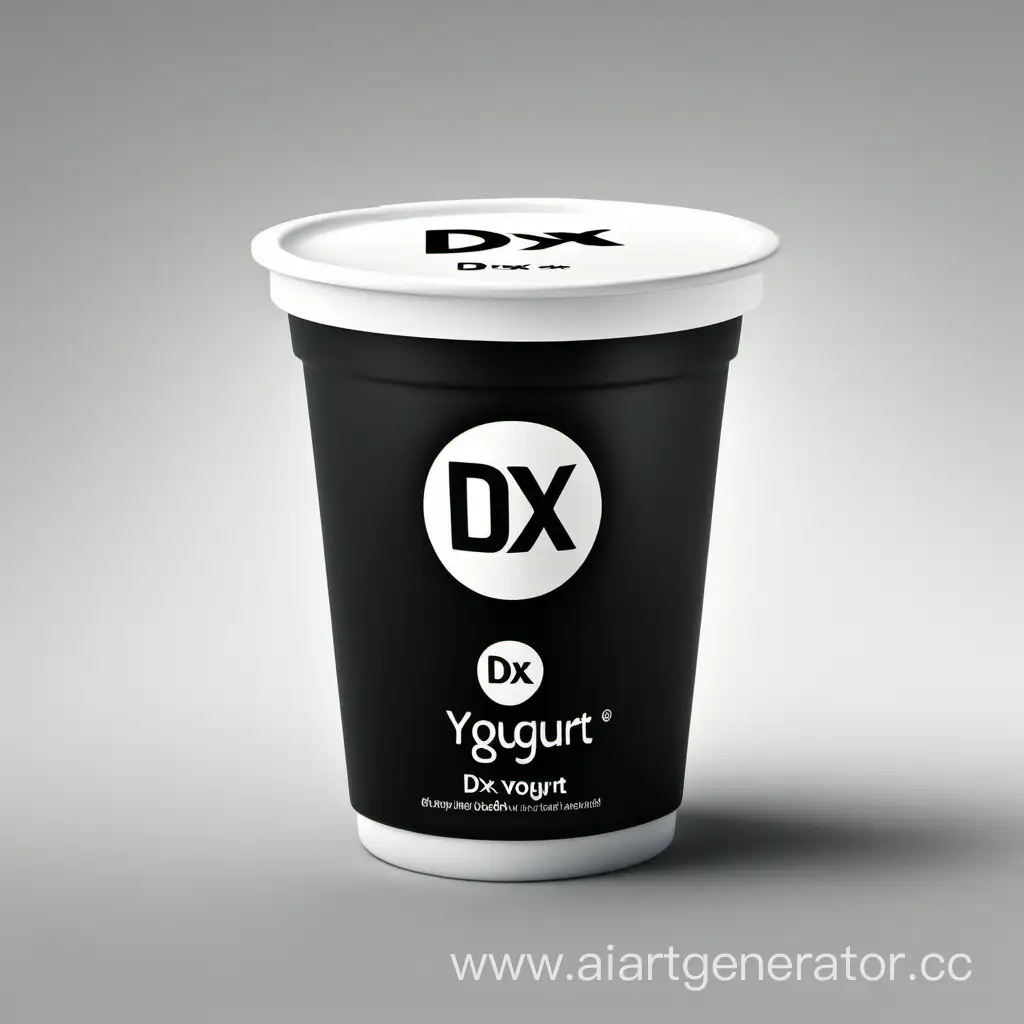 Значок "DX" в йогурте все черно белое