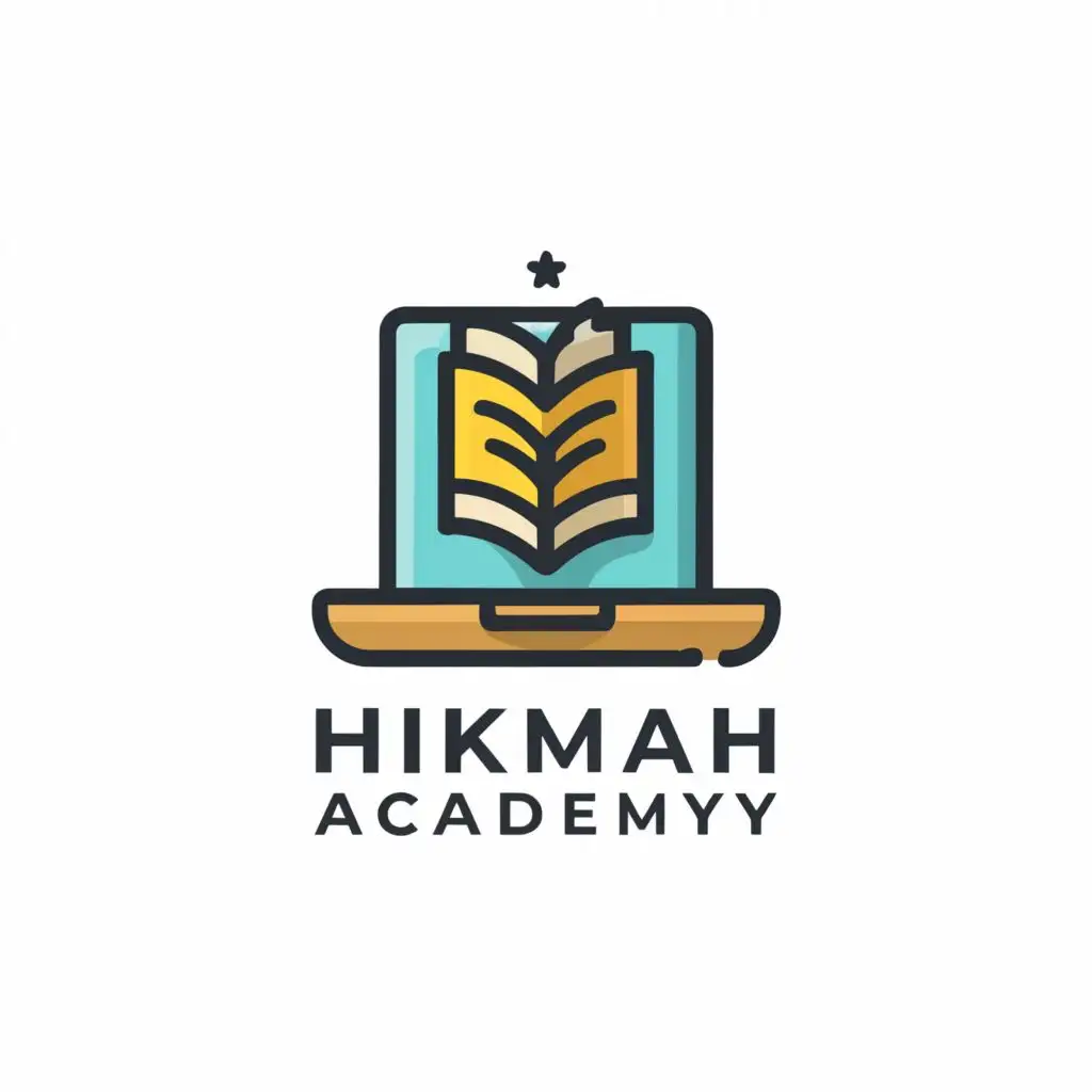 a logo design,with the text "Hikmah Academy", main symbol:laptop,Moderate,be used in Education industry,clear background
