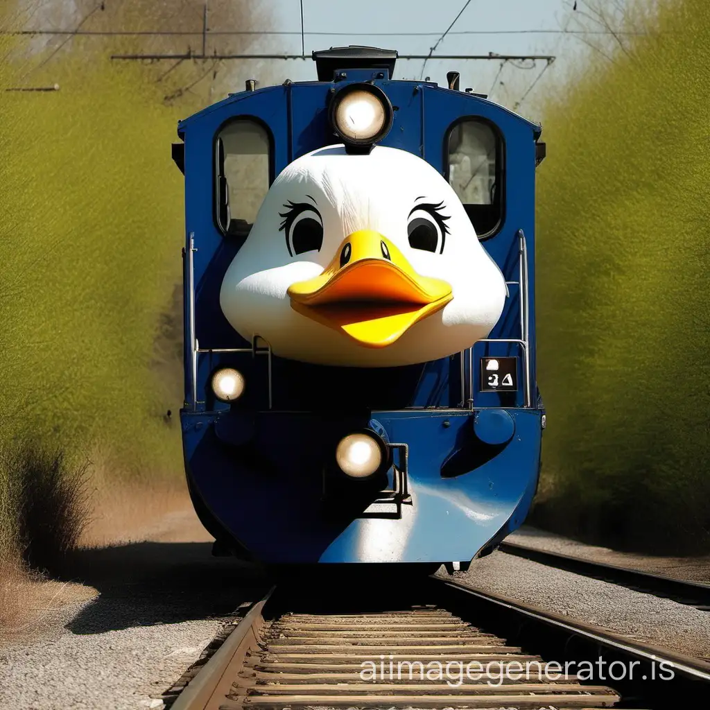 A train with the face of a duck