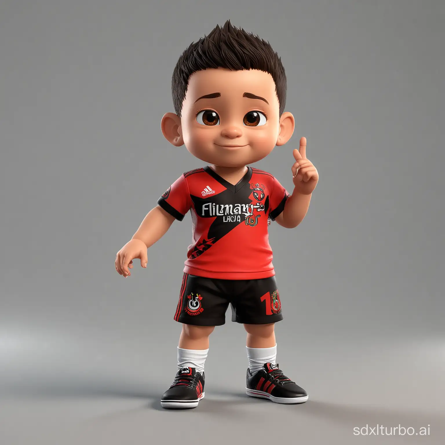 Indonesian-Baby-Boy-Mascot-in-Flamengo-TShirt-and-Shoes