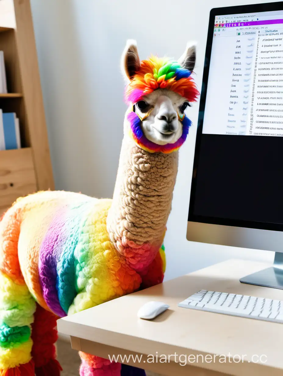Colorful-Alpaca-Working-at-a-Computer