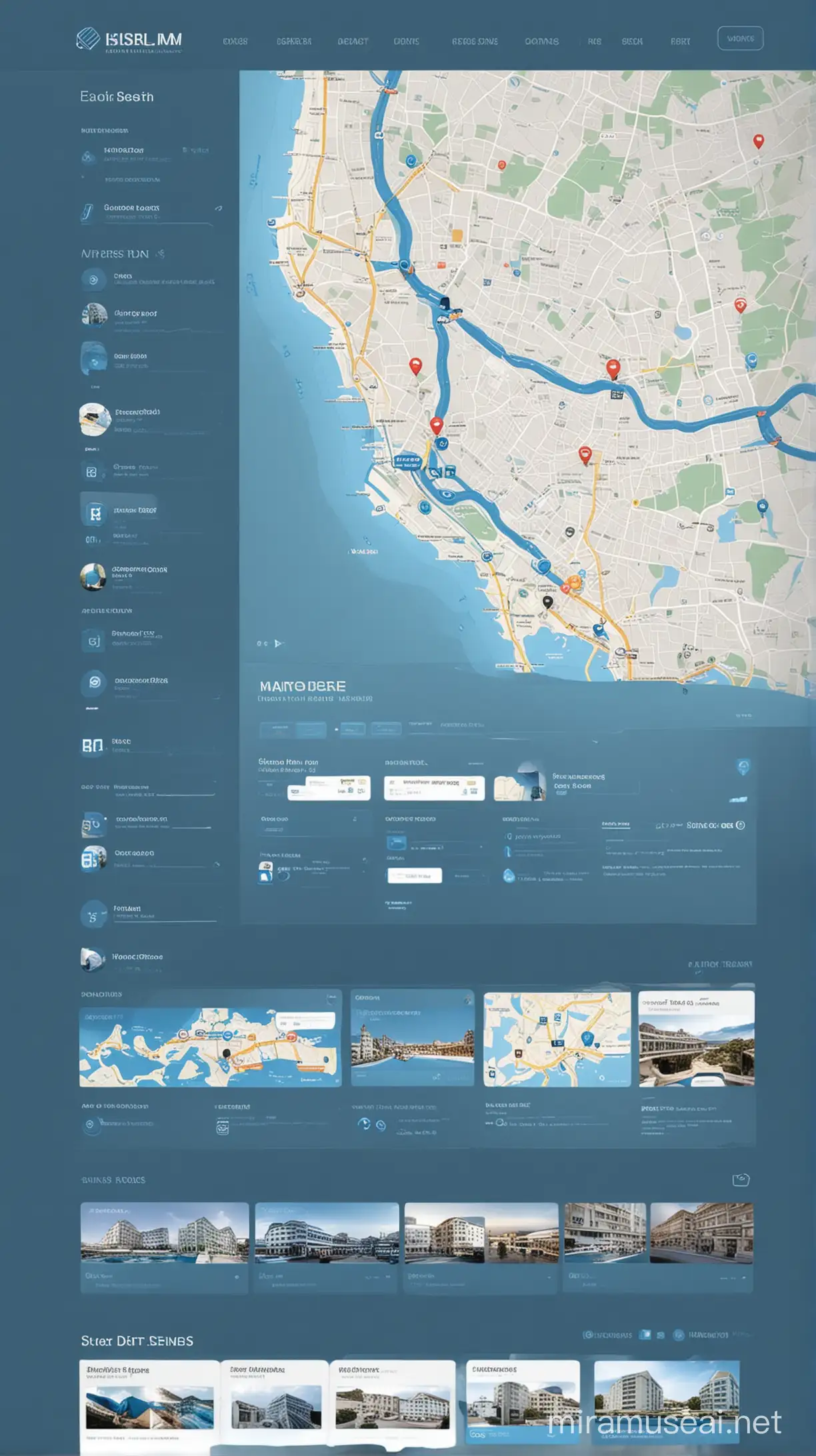 современный дизайн сайта в голубых тонах, поиском по карте, удобный интерфейс бронирования отелей