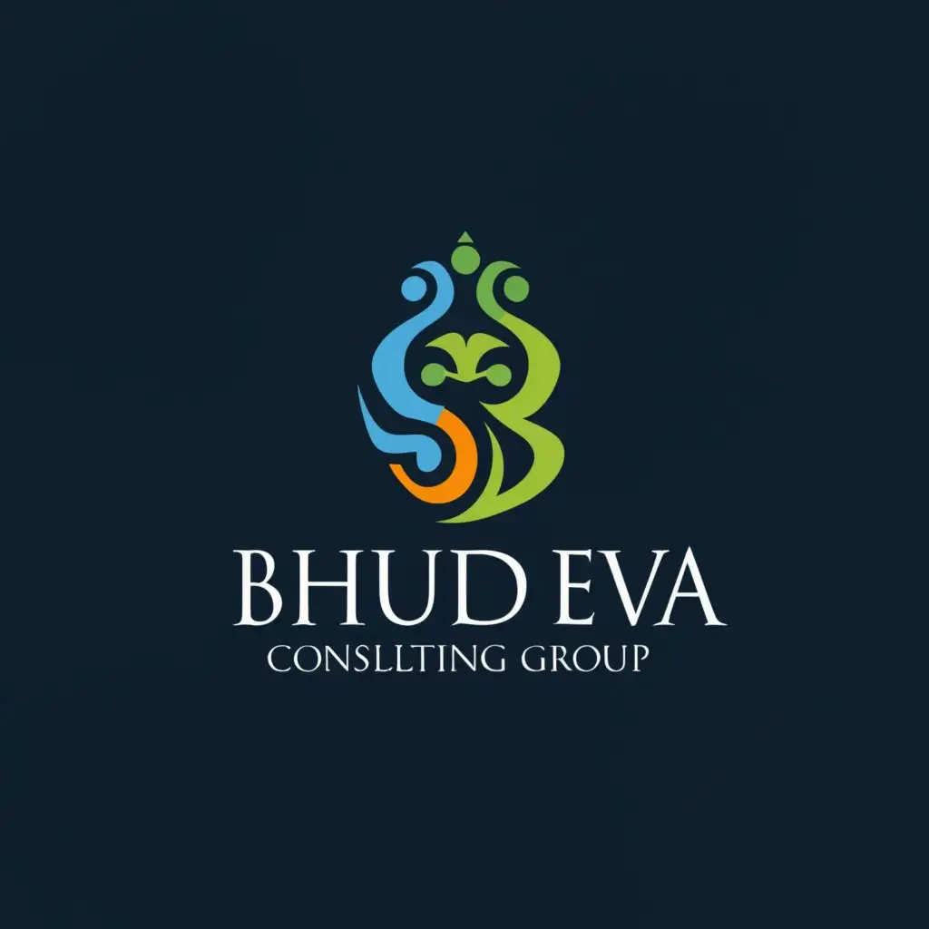a logo design,with the text "BHUDEVA CONSULTING GROUP", main symbol:"This design incorporates clean, professional typography to convey trustworthiness and expertise. and also symbol of lord siva The combination of bold and sleek fonts enhances readability and makes the name of the company stand out. The use of dark blue color symbolizes professionalism and stability, while the green accent adds a touch of freshness and growth, reflecting the consultancy's dynamic approach to problem-solving and innovation.

",Moderate,clear background