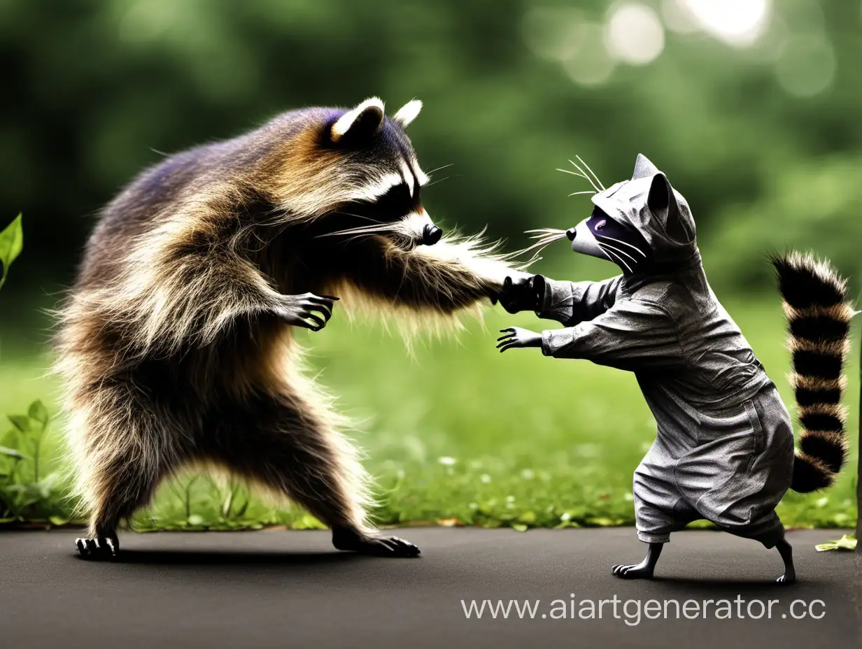 Intense-Midnight-Clash-Drunken-Raccoon-Battles-Fierce-Cat