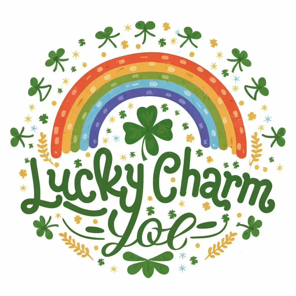 LOGO-Design-For-Lucky-Charm-Vibrant-Four-Leaf-Clover-and-Rainbow-Symbolism