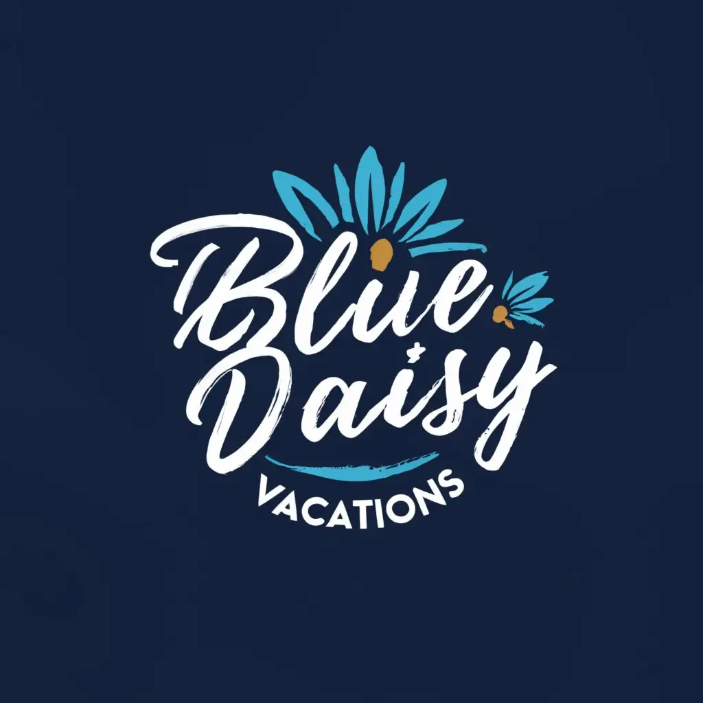 a logo design,with the text 'Blue Daisy Vacations', main symbol:Daisy,complex,be used in Travel industry,clear background