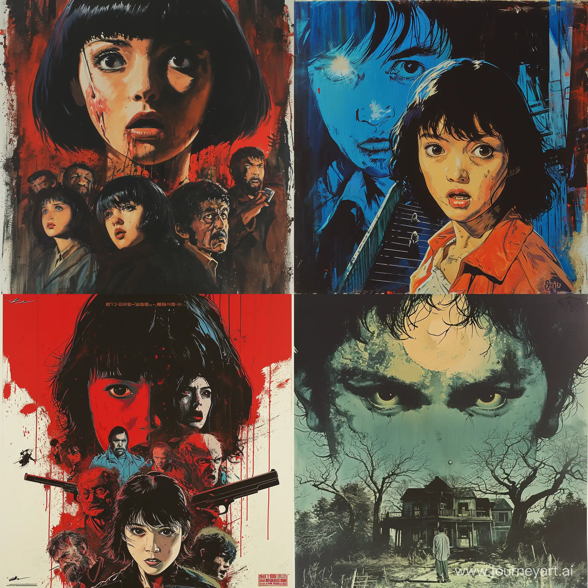 80s horror movie print by satoshi kon