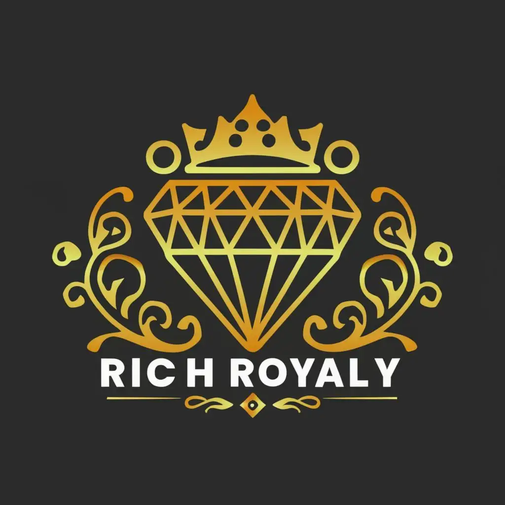 LOGO-Design-For-Rich-Royalty-Luxurious-Diamond-and-Crown-Symbolism-with-Elegant-Typography