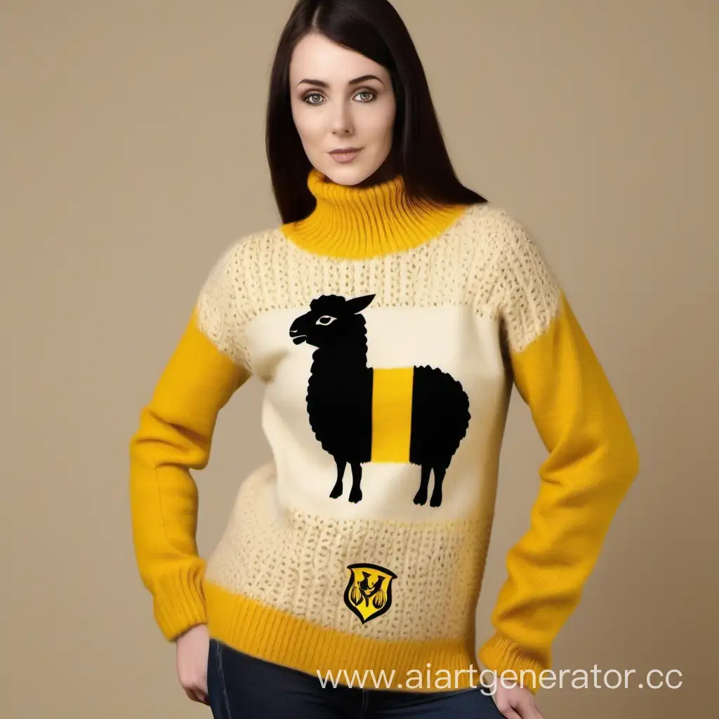 Hufflepuff-Emblem-Alpaca-Sweater-Handcrafted-Woolen-Garment-Inspired-by-Hogwarts