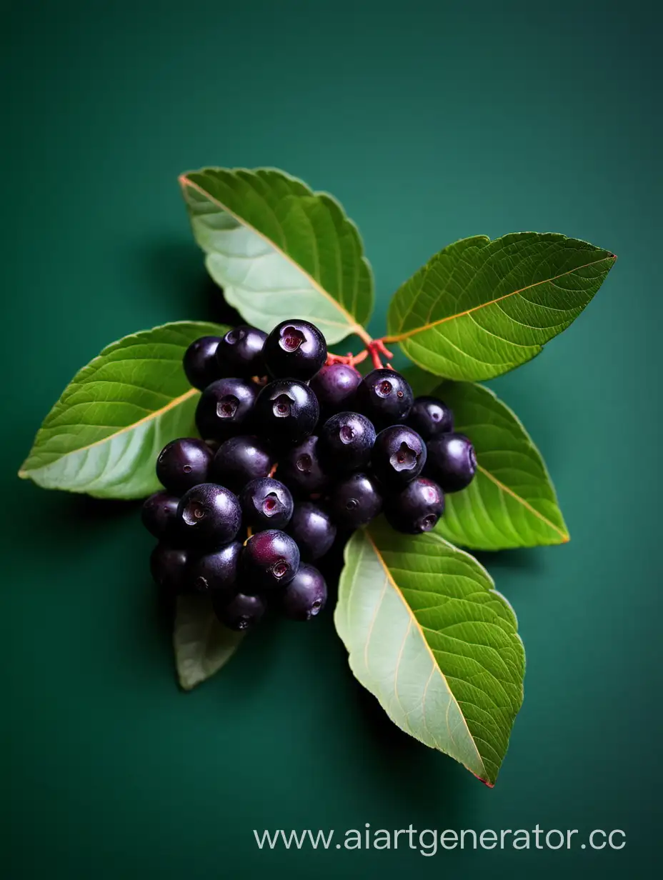 Vibrant-Aronia-Fruit-on-a-Dark-Green-Background