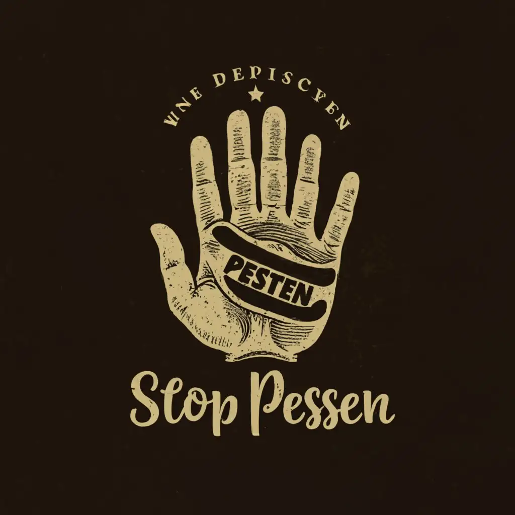 a logo design,with the text "stop pesten ", main symbol:hand ,complex,clear background