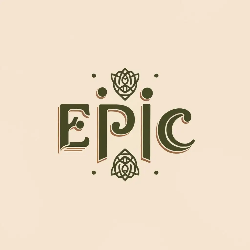 a logo design,with the text "EPIC", main symbol:A Maori jade necklace pattern and a rudraksha stone on the letter I,Moderate,be used in Education industry,clear background