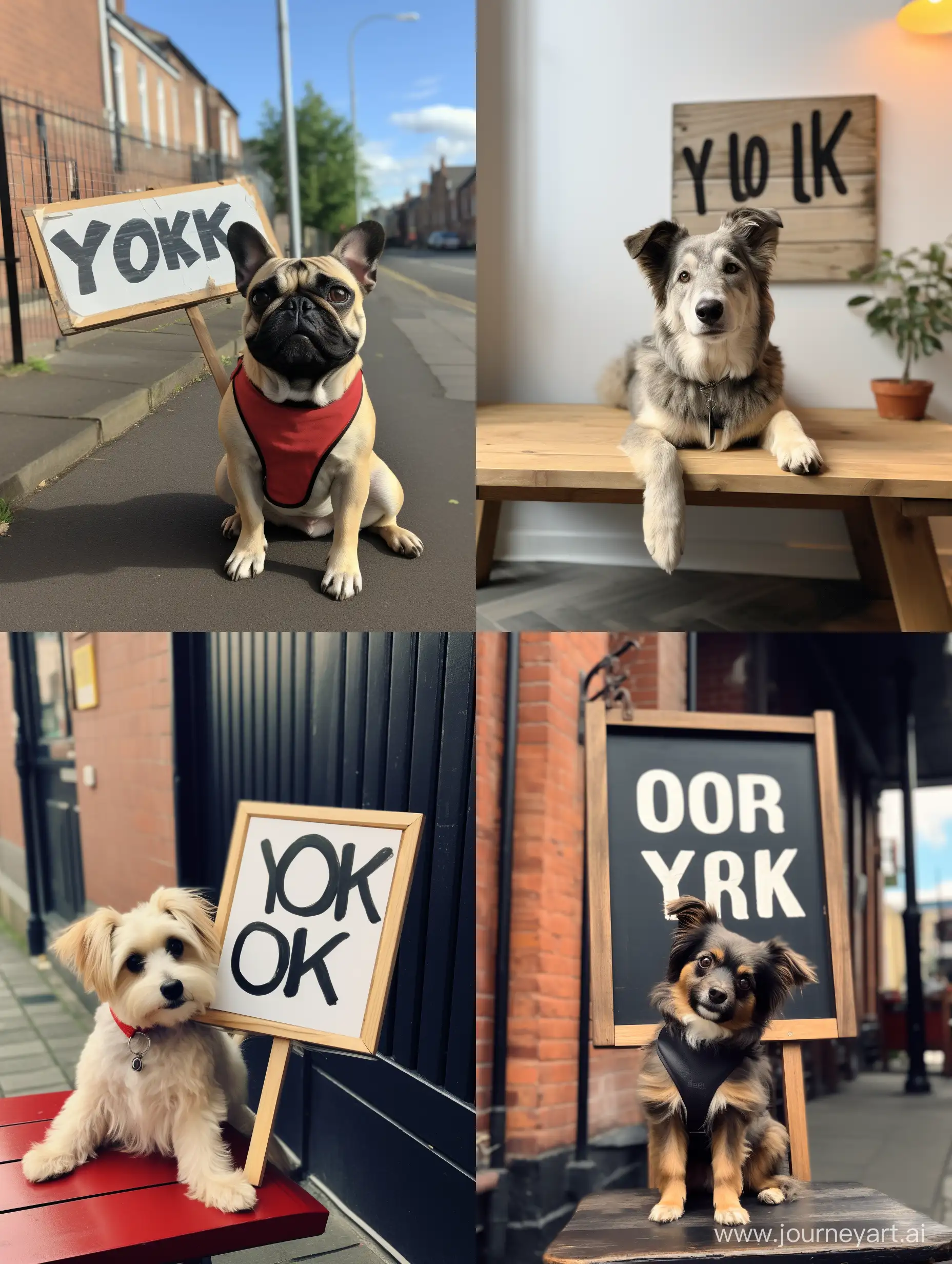 A dog with a sign that reads "Are you ok?"