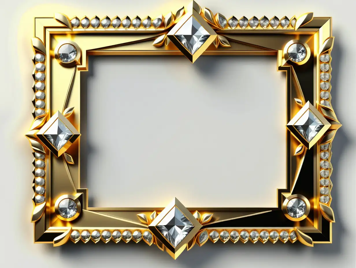 Luxurious Golden Border Frame with Diamond Embellishments