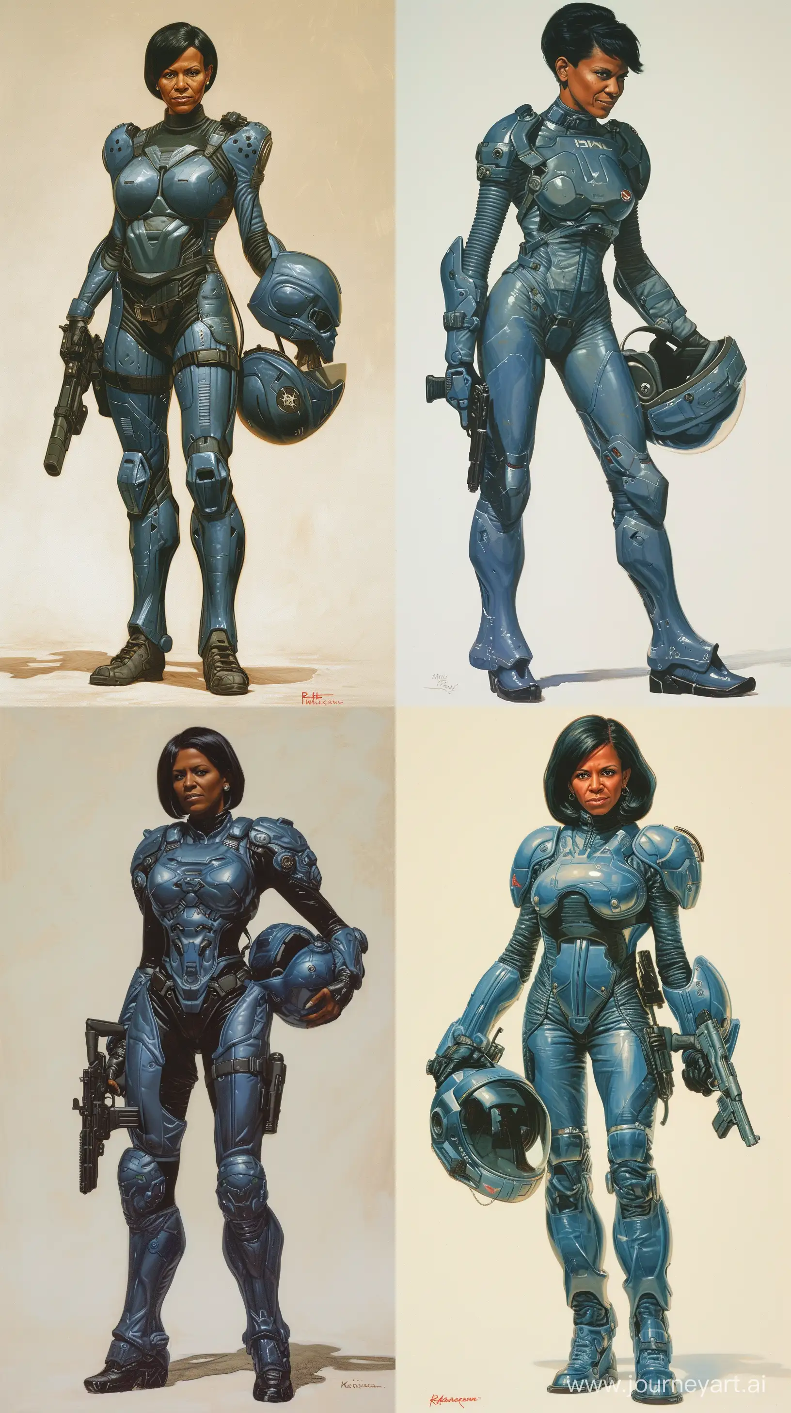 Futuristic-Michelle-Obama-in-Blue-Plated-Armor-by-Ralph-McQuarrie