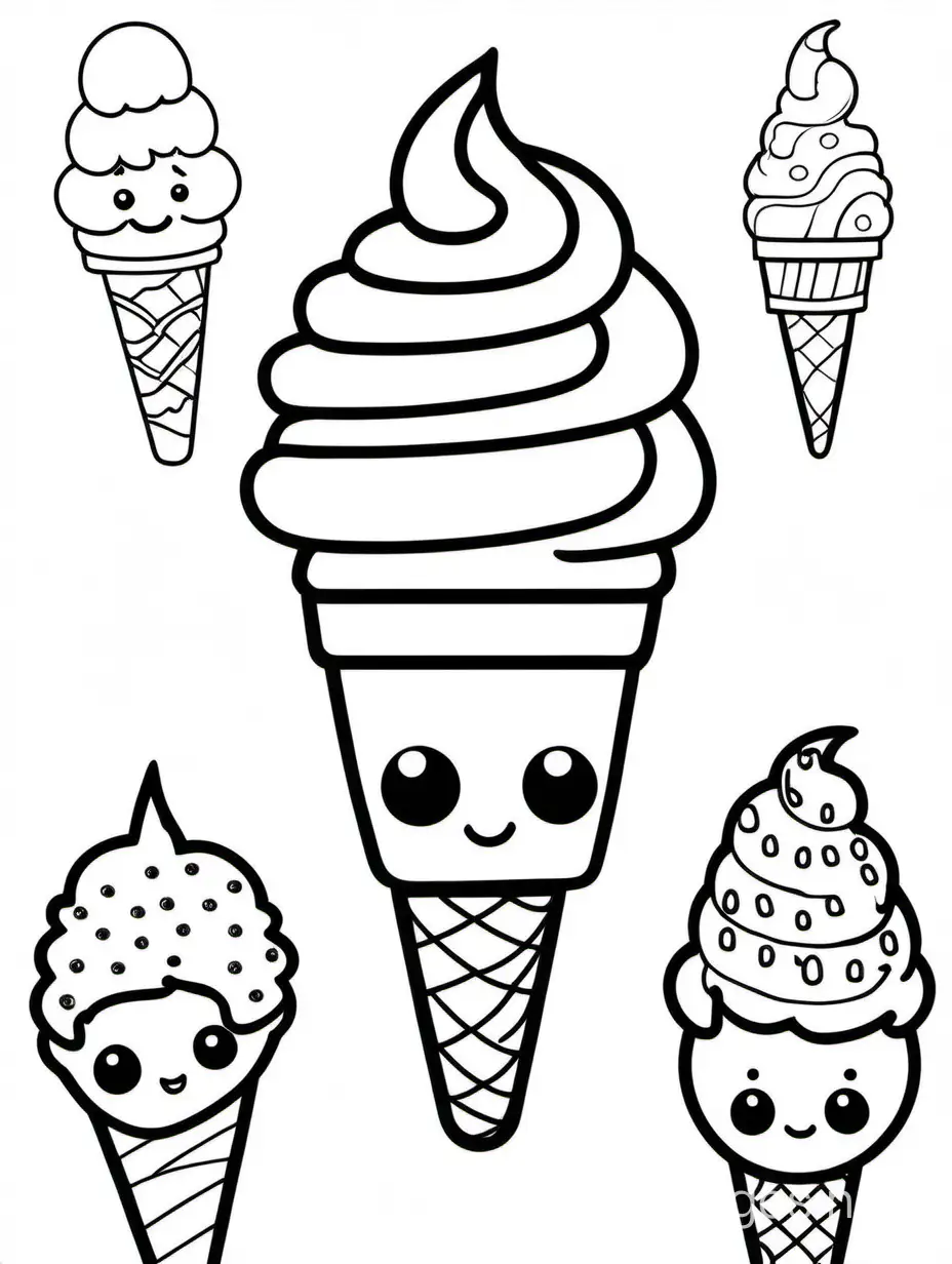 Simple-Kawaii-Ice-Cream-Coloring-Page-for-Kids-Black-and-White-Line-Art-on-White-Background