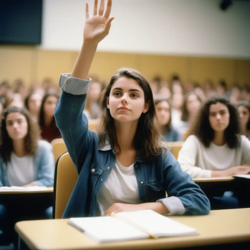 Brunette University Student Engaged in Class Discussion