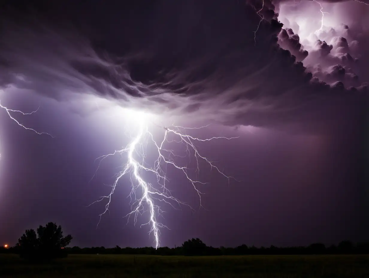 Dramatic Lightning Storm Over Night Sky