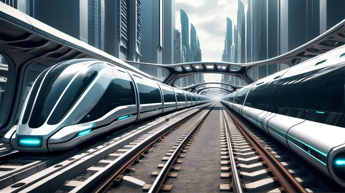 futuristic railway in a mega city