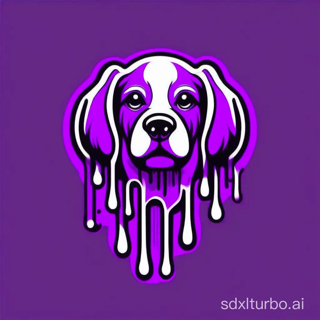 dog logo violet drip line art