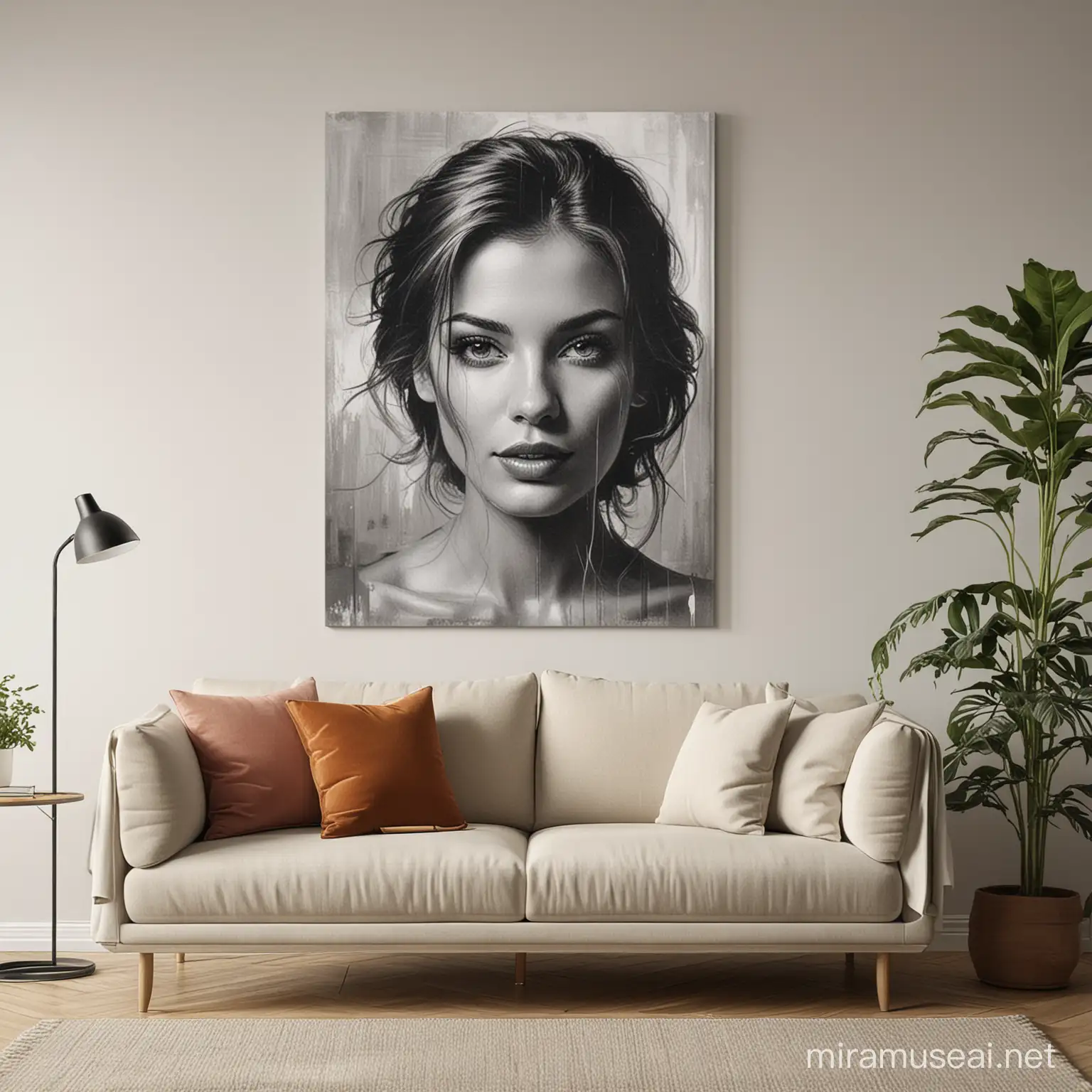 Modern Abstract Wall Art in a Stylish Living Room