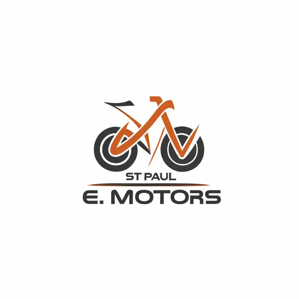 a logo design,with the text "ST Paul E Motors", main symbol:bikes,Moderate,be used in Automotive industry,clear background