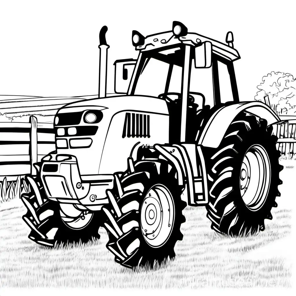 Simple Tractor Outline Coloring Page for 2YearOlds
